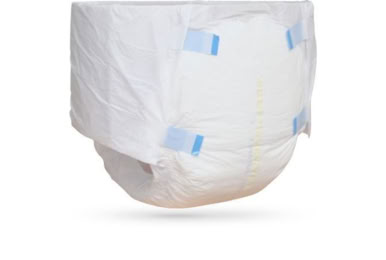 picture of an id slip pe maxi disposable adult diaper white in color with two blue tapes on each side