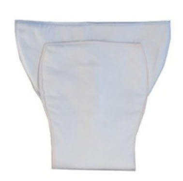 picture of a contour cloth adult diaper that would be fastened closed with diaper pins and worn under waterproof pants